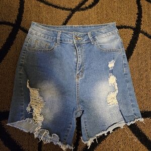 Distressed Denim Shorts